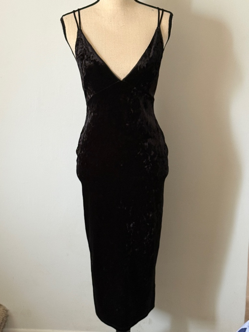 Black Velvet Slip Midi Dress